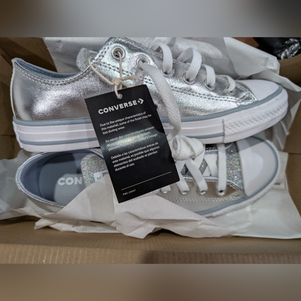 Converse Silver Glitter Sneakers 8W
